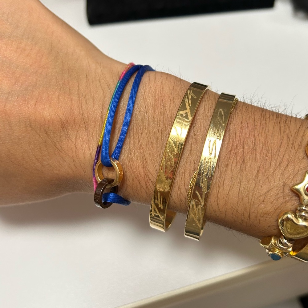 Martha Calvo Bracelet Set - “te kill ya” and “blessed” gold bangles
